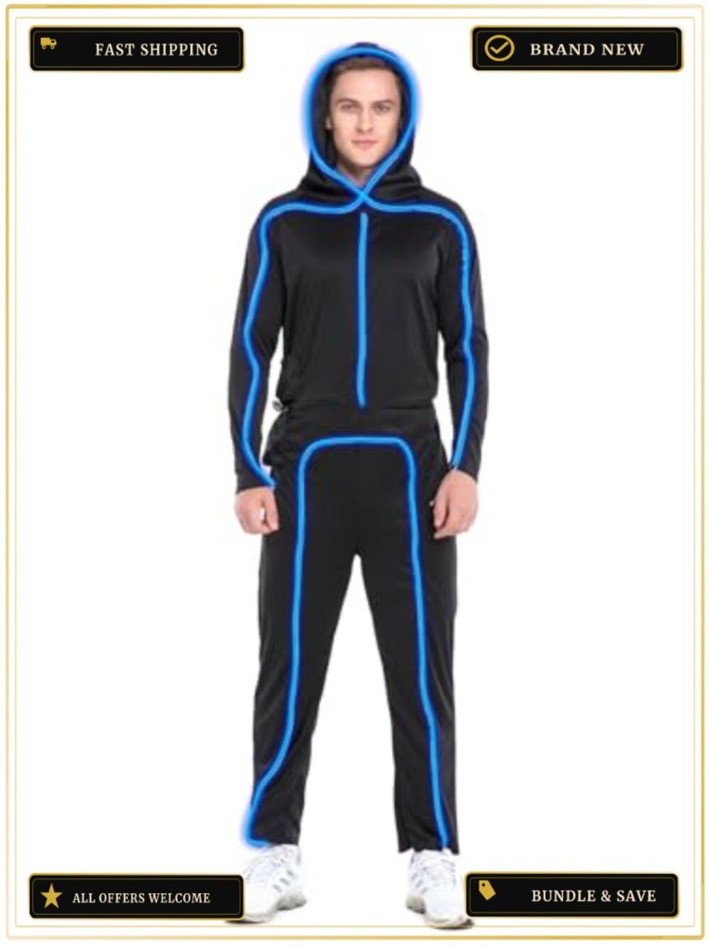Adult Light Up Stick Figure Costume LED Halloween Cosplay